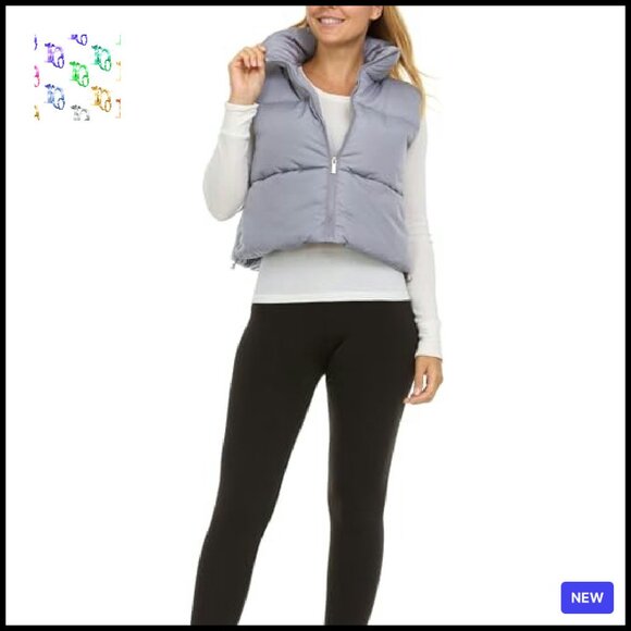 Cropped Puffer Vest Sleeveless Outerwear Chic Minimal Winter Layering Piece - Picture 3 of 8